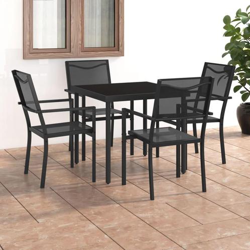 vidaXL 5-delige Tuinset staal, Tuin en Terras, Tuinsets en Loungesets, Tuinset, Nieuw, 4 zitplaatsen, Rvs, Verzenden
