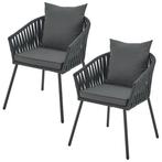 Touwstoelen - Set van 2 - Incl. Zit- en Rugkussens - Donkerg, Verzenden, Nieuw