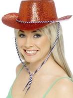 Cowboy glitter hoed plastic rood, Ophalen of Verzenden, Nieuw
