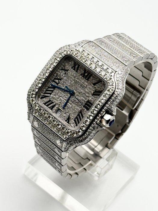 Cartier - Santos de Cartier Custom Diamonds Iced Out -, Sieraden, Tassen en Uiterlijk, Horloges | Heren