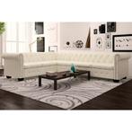 vidaXL Chesterfield hoekbank 6-zits kunstleer wit, Verzenden, Hoekbank, Nieuw, Leer