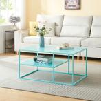 Salontafel Solund met plank 45x90x60 cm mintblauw [en.casa], Huis en Inrichting, Tafels | Salontafels, Verzenden, Nieuw