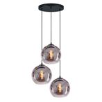 Hanglamp 3-Lichts Bol | Rookglas | Industrieel | Woonkamer |, Nieuw