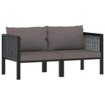 vidaXL Tweezitsbank met kussens poly rattan antraciet, Verzenden, Nieuw, Rotan