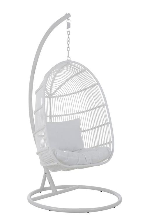 J-LINE HANGSTOEL OVAAL STAAL WIT (HANGSTOELEN & HANGMATTEN), Tuin en Terras, Aarde en Mest, Overige typen, Ophalen of Verzenden