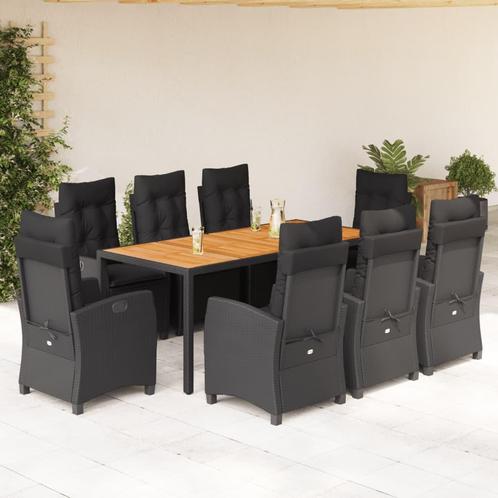 vidaXL 9-delige Tuinset poly rattan zwart, Tuin en Terras, Tuinsets en Loungesets, Tuinset, Nieuw, 8 zitplaatsen, Rotan, Verzenden