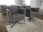 leren fauteuils met kruisframe - grijs leer - Echt leer, Mo, Nieuw, Ophalen of Verzenden, Industrieel, 50 tot 75 cm