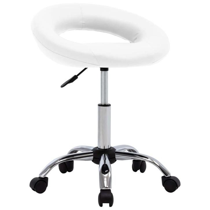 vidaXL Werkstoel rollend kunstleer wit, Huis en Inrichting, Bureaus, Nieuw, Verzenden