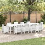 vidaXL Tuintafel 350x100x73 cm poly rattan wit, Tuin en Terras, Tuintafels, Verzenden, Nieuw, Metaal