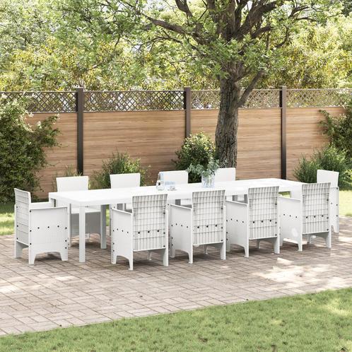 vidaXL Tuintafel 350x100x73 cm poly rattan wit, Tuin en Terras, Tuintafels, Nieuw, Metaal, Verzenden