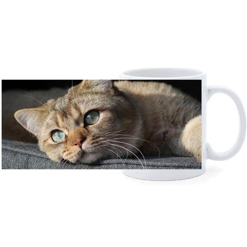 Beker - Europese Korthaar kat Tijger Liggend op Kussen NIEUW, Huis en Inrichting, Keuken | Servies, Nieuw, Ophalen of Verzenden