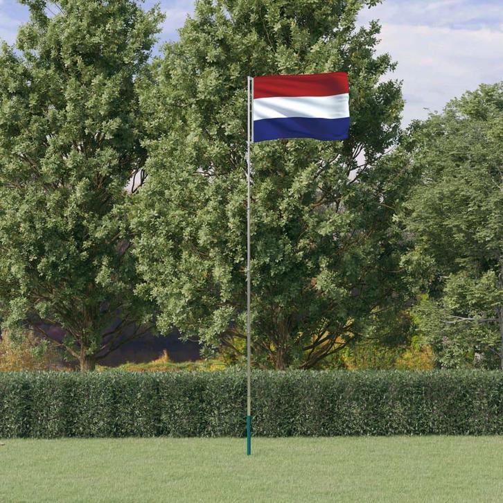 vidaXL Vlag met vlaggenmast Nederland 5,55 m aluminium, Diversen, Vlaggen en Wimpels, Nieuw, Verzenden