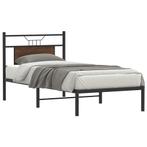 vidaXL Bedframe zonder matras bewerkt hout bruin eikenkleur, Huis en Inrichting, Slaapkamer | Bedden, 90 cm, Eenpersoons, Bruin