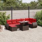 vidaXL 8-delige tuinbankset met kussens, bruin polyrotan, Verzenden, Nieuw, Rotan