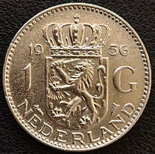 Nederlandse zilveren Gulden 1956, Postzegels en Munten, Munten | Nederland, Losse munt, Koningin Juliana, Zilver, Verzenden
