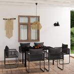 vidaXL 7-delige Tuinset zwart, Verzenden, 6 zitplaatsen, Nieuw, Rvs