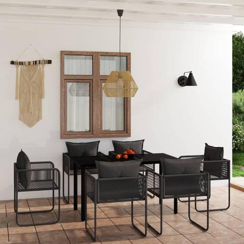 vidaXL 7-delige Tuinset zwart, Tuin en Terras, Tuinsets en Loungesets, Tuinset, Nieuw, 6 zitplaatsen, Rvs, Verzenden