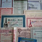 Document - 18 historische aandelen beroemde wijn, champagne,