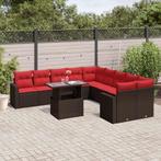vidaXL 11-delige tuinbankset met kussens, bruin polyrotan, Tuin en Terras, Tuinsets en Loungesets, Verzenden, Nieuw, Rotan