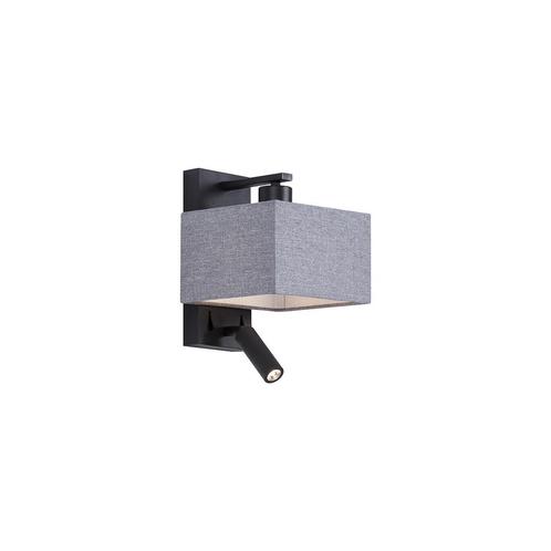 Moderne wandlamp zwart met grijs vierkant en leeslamp -, Huis en Inrichting, Lampen | Wandlampen, Nieuw, Overige materialen