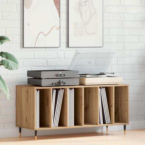 vidaXL Platenkast 100x38x48 cm bewerkt hout artisanaal eiken, Huis en Inrichting, Woonaccessoires | Cd- en Dvd-rekken, Nieuw, Verzenden