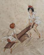 Léo Fontan (1884-1965) - Au Revoir la Balançoire, Antiek en Kunst, Kunst | Schilderijen | Klassiek