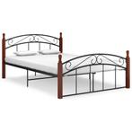 vidaXL Bedframe metaal en massief eikenhout zwart 140x200 cm, Huis en Inrichting, Slaapkamer | Bedden, Verzenden, Zwart, 140 cm