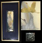 Signed Fujihira Seibun / Crane decorative ceramic plate /