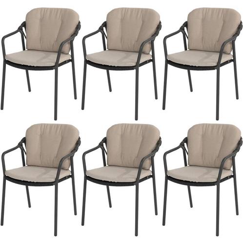 Manitoba stapelbare tuinstoel antraciet Taste 4SO set van 6, Tuin en Terras, Tuinstoelen, Nieuw, Ophalen of Verzenden