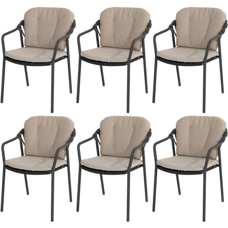 Manitoba stapelbare tuinstoel antraciet Taste 4SO set van 6, Tuin en Terras, Tuinsets en Loungesets, Nieuw, Ophalen of Verzenden