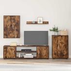 vidaXL 4 Delige TV Kast Set Wandgemonteerd Rook eiken, 100 tot 150 cm, Verzenden, Nieuw, Minder dan 100 cm