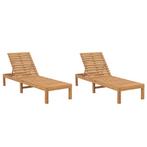 vidaXL Ligbedden 2 st massief teakhout, Tuin en Terras, Ligbedden, Verzenden, Nieuw