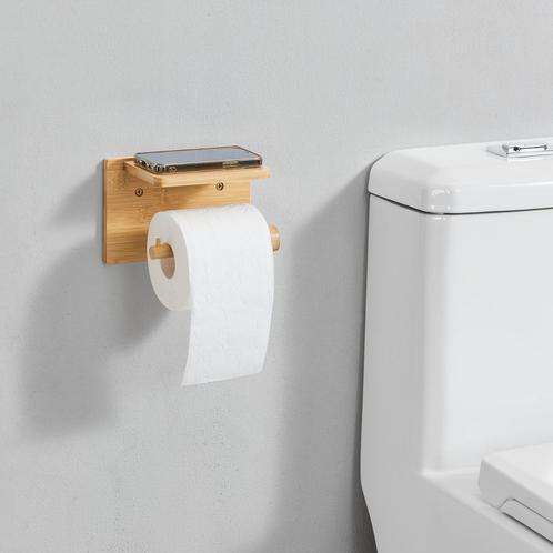 [en.casa] Toiletrolhouder Vallentuna bamboe 12x18x10,5 cm ho, Huis en Inrichting, Badkamer | Badtextiel en Accessoires, Nieuw