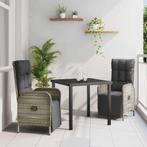 vidaXL 3-delige Tuinset met Kussens in Grijs Poly Rattan, Tuin en Terras, Verzenden, Nieuw, Rotan, Tuinset