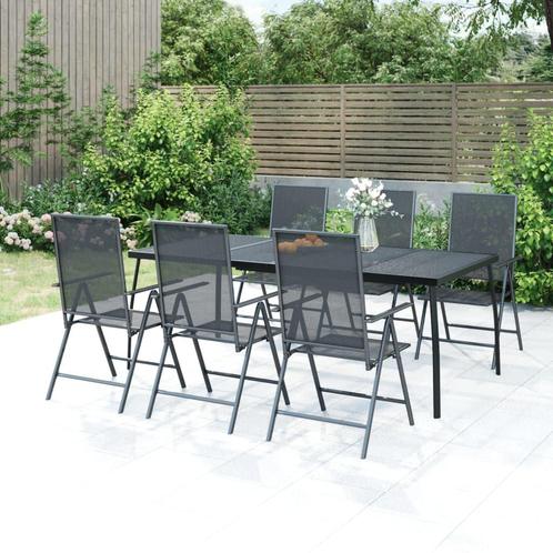 vidaXL 7-delige Tuinset staal antracietkleurig, Tuin en Terras, Tuinsets en Loungesets, Tuinset, Nieuw, Rvs, Verzenden