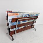 Tijdschriftenhouder - Mahonie, verchroomd staal - krantenrek, Antiek en Kunst