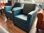 Set van 2 turquoise leren fauteuils, Huis en Inrichting, Nieuw, Leer, Ophalen