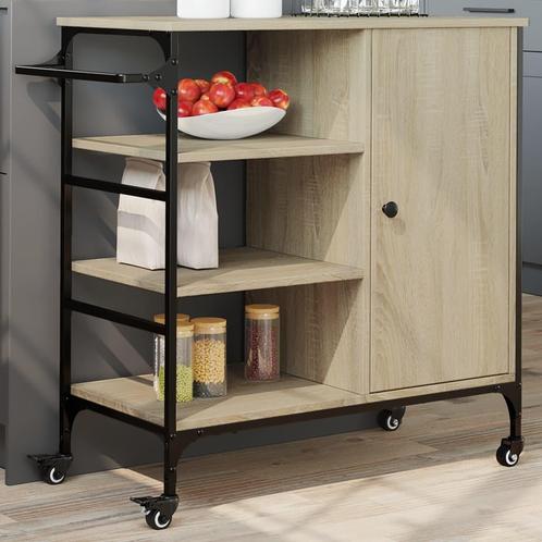 vidaXL Keukentrolley 87,5x38,5x84,5 cm bewerkt hout sonoma, Huis en Inrichting, Keuken | Keukenbenodigdheden, Nieuw, Verzenden