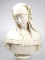 Buste, Virgin Mary - 46 cm - Marmer, Antiek en Kunst