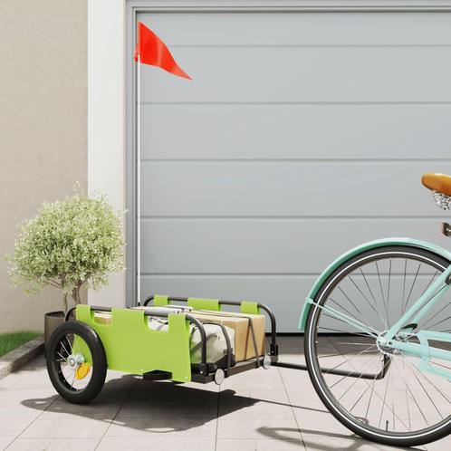 vidaXL Fietstrailer oxford stof en ijzer groen, Fietsen en Brommers, Fietsaccessoires | Aanhangers en Karren, Nieuw, Verzenden