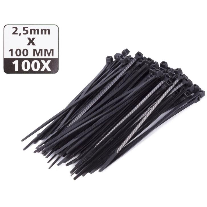 Hofftech Zwarte nylon kabelbinders - UV-bestendig - 2,5 x..., Doe-het-zelf en Verbouw, IJzerwaren en Bevestigingsmiddelen, Nieuw