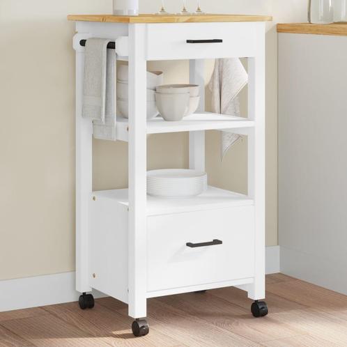 vidaXL Keukentrolley MONZA 48x40x90 cm massief grenenhout, Huis en Inrichting, Keuken | Keukenbenodigdheden, Nieuw, Verzenden