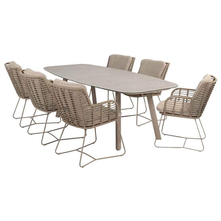 4 Seasons Fabrice tuinset 7-delig - Manolo tuintafel 240x103, Tuin en Terras, Tuinsets en Loungesets, Verzenden