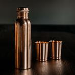 Op Vooraad! Koperen Set: Fles (1 l) + 2 Bekers (300 ml) Glad
