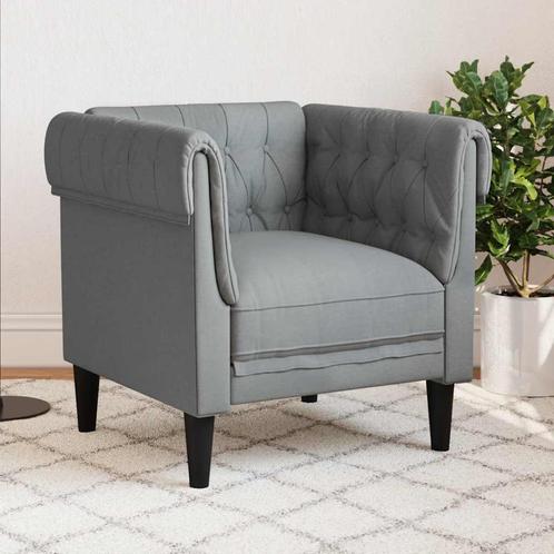 vidaXL Fauteuil Chesterfield-stijl stof lichtgrijs, Huis en Inrichting, Banken | Bankstellen, Nieuw, Stof, Eenpersoons, Verzenden