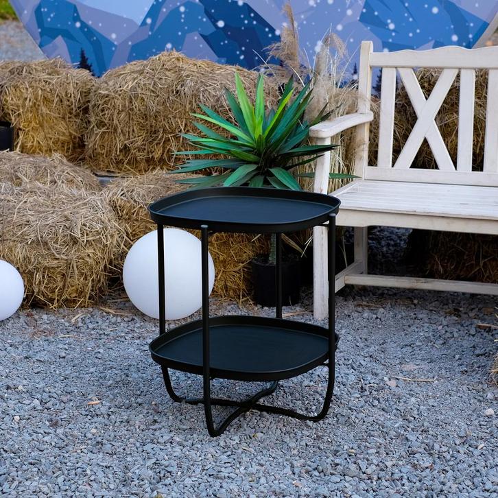 Tuintafel Sandefjord bijzettafel metaal 57,5x46x46cm zwart [, Huis en Inrichting, Tafels | Bijzettafels, Verzenden