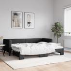 vidaXL Slaapbank met onderschuifbed 80x200 cm stof zwart, Huis en Inrichting, Slaapkamer | Bedden, Eenpersoons, Verzenden, Zwart