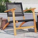 vidaXL Tuinnstoelen 2 st poly rattan en acaciahout zwart, Tuin en Terras, Tuinsets en Loungesets, Verzenden, Nieuw, Rotan