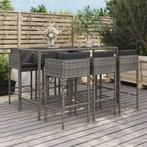 vidaXL 7-delige Tuinbarset met kussens poly rattan grijs, Verzenden, Nieuw, Rotan, 6 zitplaatsen
