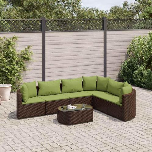 vidaXL 7-delige Loungeset met kussens poly rattan bruin, Tuin en Terras, Tuinsets en Loungesets, Loungeset, Nieuw, 6 zitplaatsen